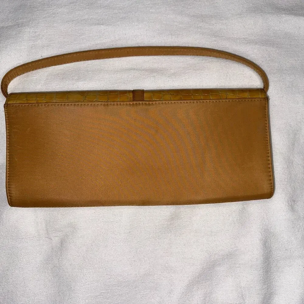 Vintage Faux Croc-Embossed Shoulder Clutch Bag - Tan Brown - Picture 5 of 7